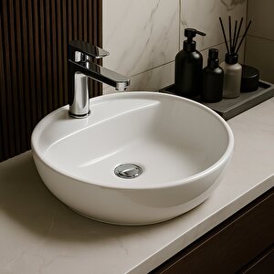 Toledomix Çanak Beyaz Oval Delikli Lavabo 45 Cm Tld0712