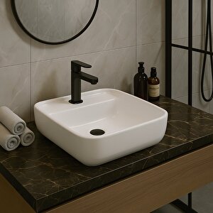 Portomix Çanak Beyaz Kare Delikli Lavabo 40 Cm Prt0711