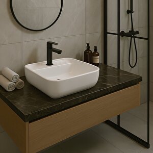 Portomix Çanak Beyaz Kare Delikli Lavabo 40 Cm Prt0711
