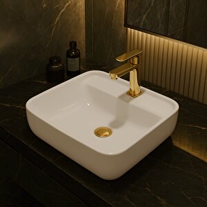 Portomix Çanak Beyaz Kare Delikli Lavabo 40 Cm Prt0711