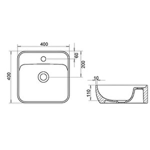 Turavit Portomix Çanak Beyaz Kare Delikli Lavabo 40 Cm Prt0711