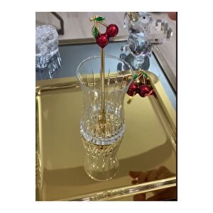 6 Adet Kirazlı Çay Kaşığı Seti Dekoratif Çay Kaşığı Seti