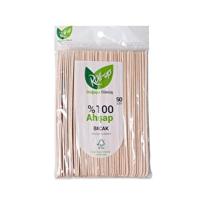 Roll-up Doğaya Dönüş Ekolojik Doğal Doğa Dostu %100 Ahşap Bıçak - 16 Cm. - 50'li 3 Paket