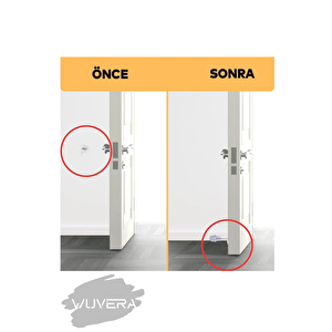 Wuvera Kapı Kolu Stoperi Beyaz 8 Cm Metal Kapı Tamponu Durdurucu Tutucu Tutacağı Kapı Stopu Silikonlu