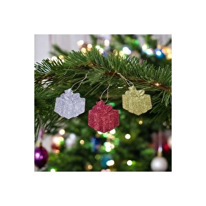 9 Adet Kutusu Yilbaşi Çam Ağasi Süsü Parlak Si̇mli̇ Gümüş Gold Kirmizi 8 Cm Noel Süs