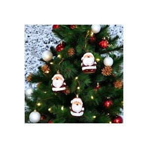 Vip Deluxe 3 Adet 8 Cm Parlak Si̇mli̇ Kirmizi Noel Baba Yilbaşi Ağaci Süsleri̇ Noel Ağaci Süsleri̇