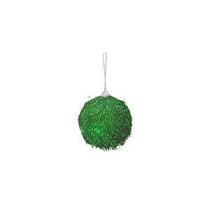 Yılbaşı Topları Püsküllü Çam Ağacı Süsü Yeşil 8 Cm