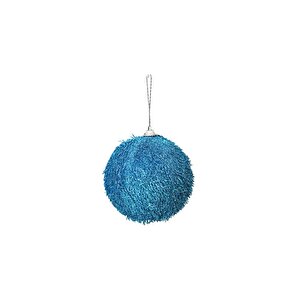 Yılbaşı Topları Püsküllü Çam Ağacı Süsü Mavi 10 Cm