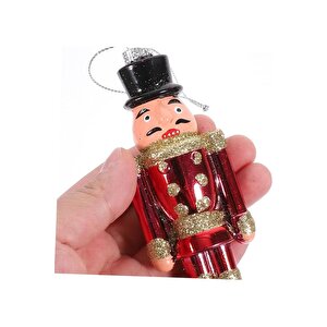 Özel Vip Deluxe 4 Adet Findik Kiran Yilbaşi Ağaç Süsü 13 Cm Parlak Si̇mli̇ Kirmizi Noel Süsleri̇