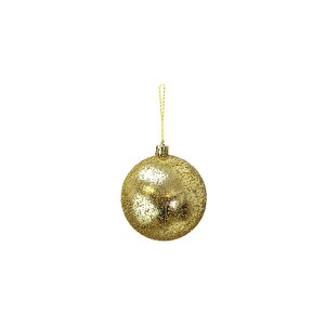 Yılbaşı Topu Kutulu Çam Ağacı Süsleri Püskürtme Desenli Gold 8 Cm 16'lı