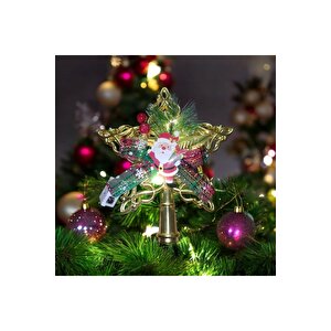1 Adet Led Işikli Tepe Yildizi Gün Işiği Led Işikli Noel Ağaci Tepe Yildizi 18 Cm Yildiz