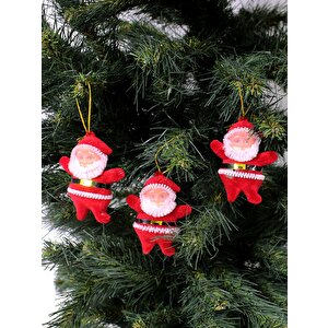 Yılbaşı Çam Ağacı Süslü Noel Baba Asmalı Dekor Süsü 6'lı 5,5 Cm