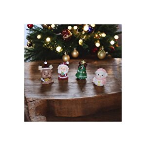 Vip Deluxe 4 Adet Dekorati̇f Bi̇blo Noel Süsleri̇ Yilbaşi Hedi̇yeleri̇ Noel Baba Geyi̇k Kardan Adam Çam