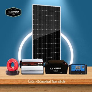 Teknovasyon Arge Güneş Enerjisi Aydınlatma - Tv Paketi  600w İnverter 170w Güneş Paneli 65ah Jel Akü