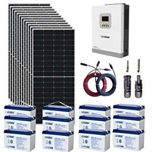 Teknovayon Arge Güneş Enerjisi Bağ Evi Solar Paketi 5kva Akıllı İnverter 410w Güneş Paneli 100ah Jel Akü