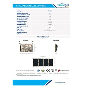 Tommatech Easy Life 25wp Katlanabilir Güneş Paneli
