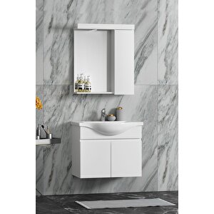 Yıldız 55 Cm Beyaz Mdf Seramik Lavabolu Asma Banyo Dolabı Takımı 55 cm