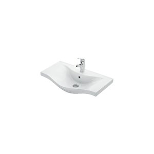 Yıldız 55 Cm Beyaz Mdf Seramik Lavabolu Asma Banyo Dolabı Takımı 55 cm