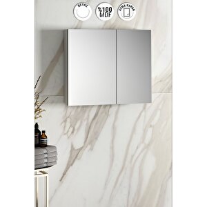 Çiğdem 80 Cm Beyaz Mdf Aynalı Asma Banyo Üst Dolabı  80 cm