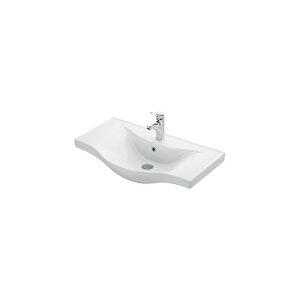 Yıldız 80 Cm Beyaz Mdf Seramik Lavabolu Ayaklı Banyo Alt Dolabı 80 cm