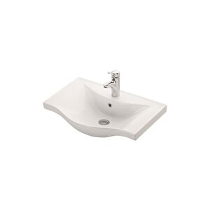 Yıldız 65 Cm Beyaz-royal Mermer Mdf Seramik Lavabolu Asma Banyo Dolabı Takımı 65 cm
