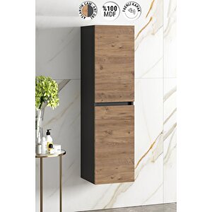 Yıldız 35*130 Cm Antrasit Gri Mat-atlantik Çam Mdf Asma Banyo Boy Dolabı