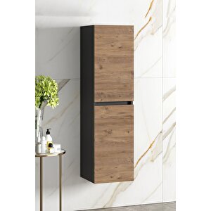 Yıldız 35*130 Cm Antrasit Gri Mat-atlantik Çam Mdf Asma Banyo Boy Dolabı