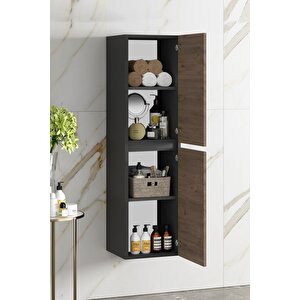 Yıldız 35*130 Cm Antrasit Gri Mat-atlantik Çam Mdf Asma Banyo Boy Dolabı