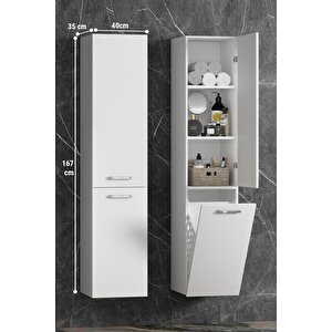40*167 Cm Üst Kapaklı Mdf Beyaz Sepetli