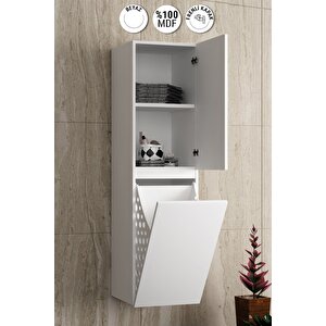 Yıldız 35*130 Cm Beyaz Mdf Sepetli Asma Banyo Boy Dolabı