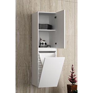 Yıldız 35*130 Cm Beyaz Mdf Sepetli Asma Banyo Boy Dolabı