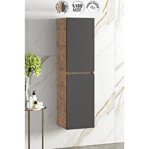 Yıldız 35*130 Cm Atlantik Çam-antrasit Gri Mat Mdf Asma Banyo Boy Dolabı