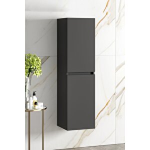 Yıldız 35*130 Cm Antrasit Gri Mat Mdf Sepetli Asma Banyo Boy Dolabı