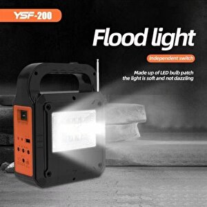 Kamp Lambası Güneş Enerjili Aydınlatma Sistemi 3ampul,powerbank,işıldak,radyo,müzik Speaker,usb/tf 6000 Mah-gsu-200