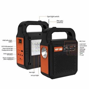 Kamp Lambası Güneş Enerjili Aydınlatma Sistemi 3ampul,powerbank,işıldak,radyo,müzik Speaker,usb/tf 6000 Mah-gsu-200