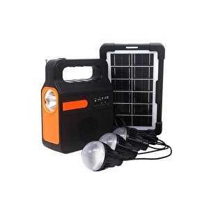 Kamp Lambası Güneş Enerjili Aydınlatma Sistemi 3ampul,powerbank,işıldak,radyo,müzik Speaker,usb/tf 6000 Mah-gsu-200