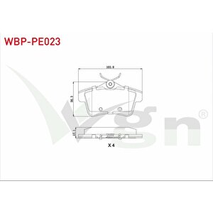 Fren Balata Arka Peugeot 3008 1.6 Vti 2009-/ 3008 1.6 Hdi 2009- / 5008 1.6 Hdi 2009- / Citroen Ds4 1.6 E-hdi 2011- / Ds5 1.6 E-hdi 2011- / C4 (b7) 1.6 2009-/ Ds4 1.6 Thp 2011-