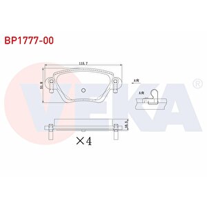 Fren Balata Arka Ford Mondeo Iii 1.6i 16v 2000-2007 / Mondeo Iii 2.0i 16v 2000-2007 / Mondeo Iii 2.0 Tdci 2000-2007