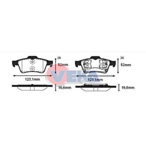 Fren Balata Arka Ford Transıt Connect 1.8 Tdcı 16.60mm 2002-2013 4387371 1809259 1809458 4387374