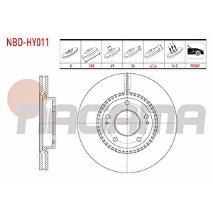 Fren Diski On Havali 5 Bjn 280x26x69x47,4 Hyundai I30 1.4i - 1.6i 2007-2011/ Ix20 1.4i - 1.4 Crdi - 1.6i 2010-/ Kia Ceed 1.6 Crdi -1.4i - 1.6i 2006-2012/ Sportage 2.0 Crdi 2004-2010