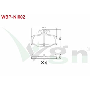 Fren Balata Arka Nissan Primera (p10) 2.0i 1990-1998 / Primera (p11) 1.8i 16v 1996-2001 / Primera (p11) 2.0 Td 1996-2001 / Primera (p12) 2.0i 16v 2002-