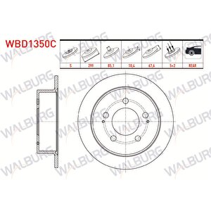 Fren Diski Arka Duz Kaplamali Ssangyong Actyon I 2.0 Xdi 299x10,4x85,1x67,6 5 Bijon 2005-2012