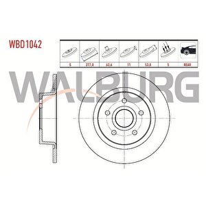 Fren Dıskı Arka Duz Ford Transıt Connect 1.8 Tdcı 5 Bıjon 277,8x11x63,7x53,8 2002-2013 2t14 2a315 Ac 2t14 2a315 Bc 4475316