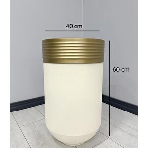 Elegant Dekoratif Eskitme Darbuka Krem Saksı 60cm