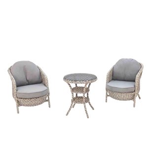 Conjunto Rattan Dedikodu Balkon Bahçe Takımı | 2+1 | Rehome Bej