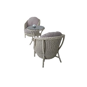 Conjunto Rattan Dedikodu Balkon Bahçe Takımı | 2+1 | Rehome Bej