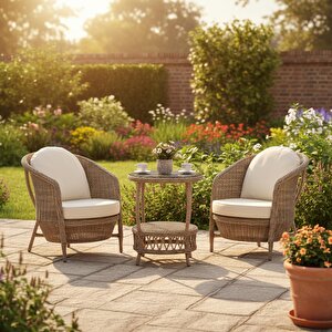 Conjunto Rattan Dedikodu Balkon Bahçe Takımı | 2+1 | Rehome