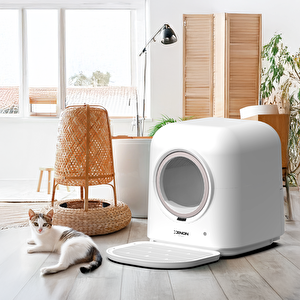 Akıllı Otomatik Kedi Tuvaleti Wi-Fi Uygulama ile Uzaktan Kontrol 60lt Hazne, 6lt Atık haznesi-UV Kötü Koku Temizleme 40 Adet Çöp Torbası ve Koku tableti Hediyeli X8620