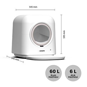 Akıllı Otomatik Kedi Tuvaleti Wi-Fi Uygulama ile Uzaktan Kontrol 60lt Hazne, 6lt Atık haznesi-UV Kötü Koku Temizleme 40 Adet Çöp Torbası ve Koku tableti Hediyeli X8620