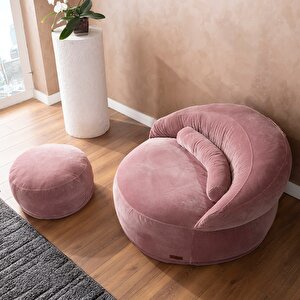 Elissa Yıkanabilir Tek Kişilik Berjer Puf Dinlenme Koltuğu Pembe